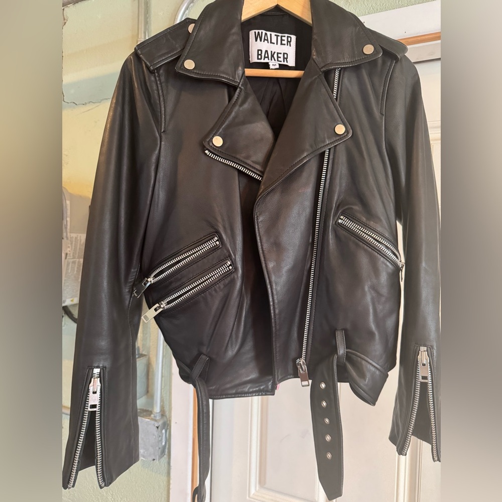 Walter Baker Black Leather Biker Jacket